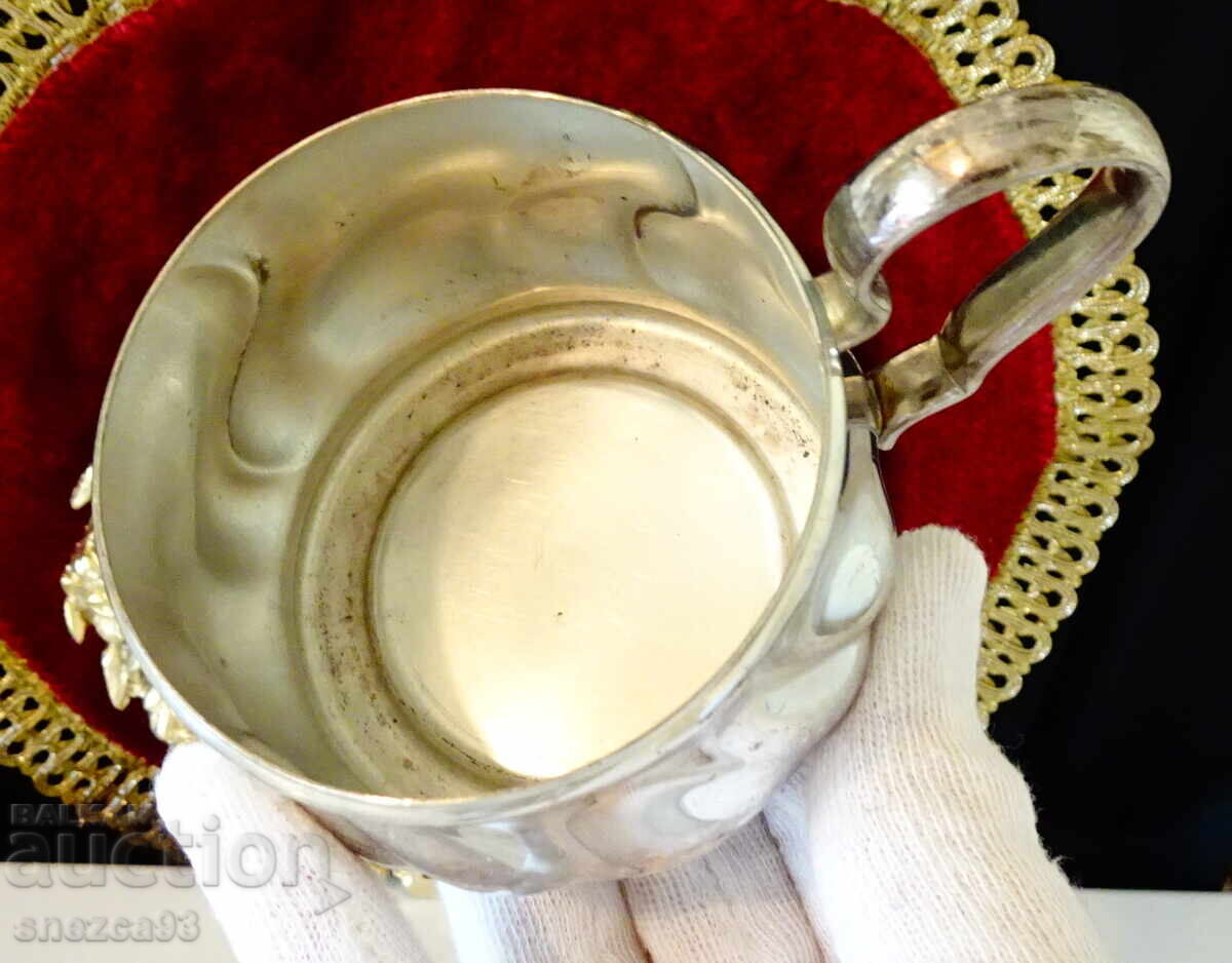 Ασημένια κανάτα γάλακτος, ανάγλυφο Art Nouveau - 6