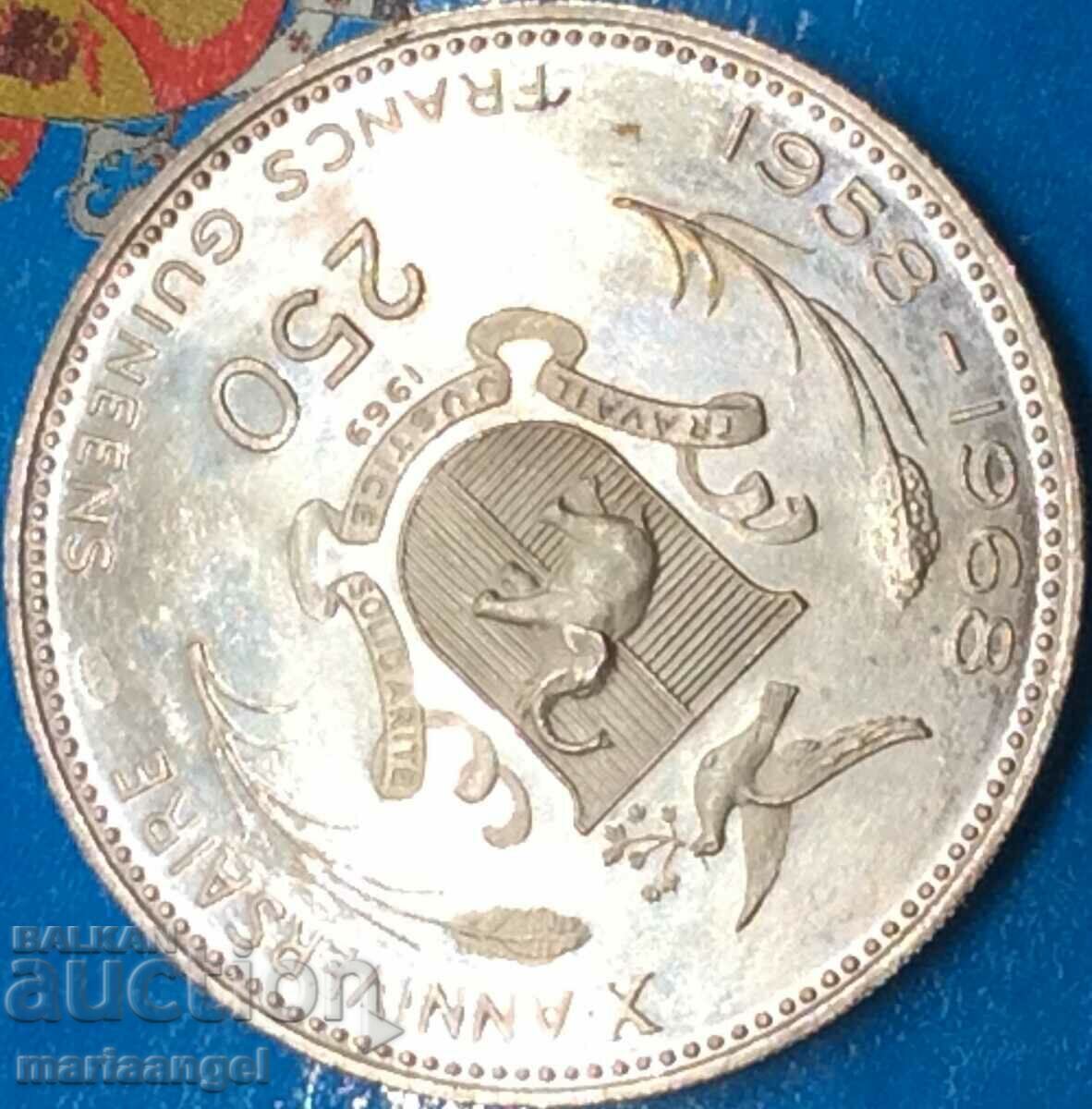 Delivery of Guinea 1969 250 Guinea Francs 14.44g 36mm PROOF Silver Delivery of Guinea 1969 250 Guinea Francs 14.44g 36mm PROOF Silver