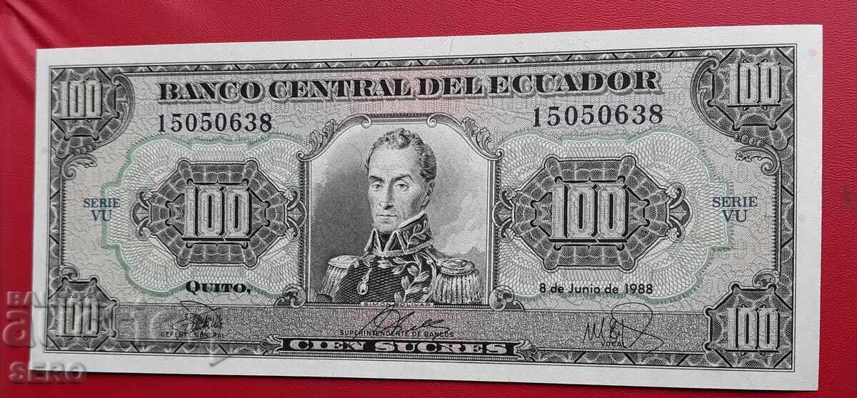 Τραπεζογραμμάτιο-Εκουαδόρ-100 σουκρέ 1988 Τραπεζογραμμάτιο-Εκουαδόρ-100 σουκρέ 1988
