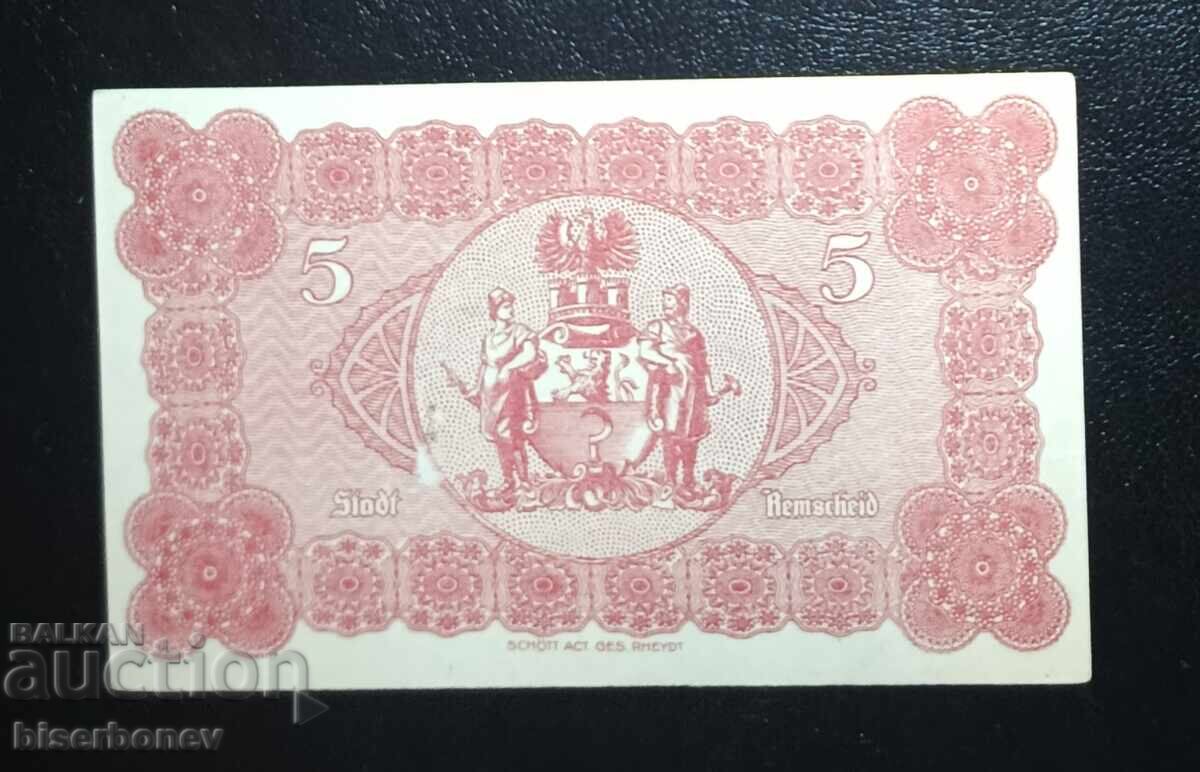 Germany, Germany, 5 Marks Remscheid, 1918, UNC with price € 5.11 | 9.99 BGN