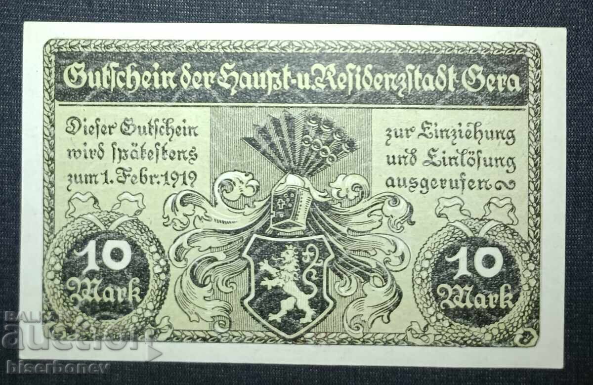 Germany, Germany, 10 Mark Gera, 1918, UNC with price 13.00 BGN | € 6.65
