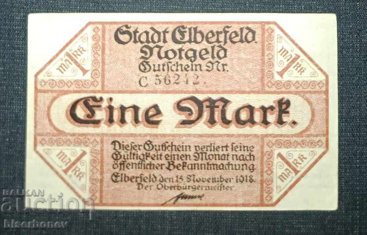 Γερμανία, Γερμανία, 1 μάρκο Έλμπερφελντ, 1918, UNC