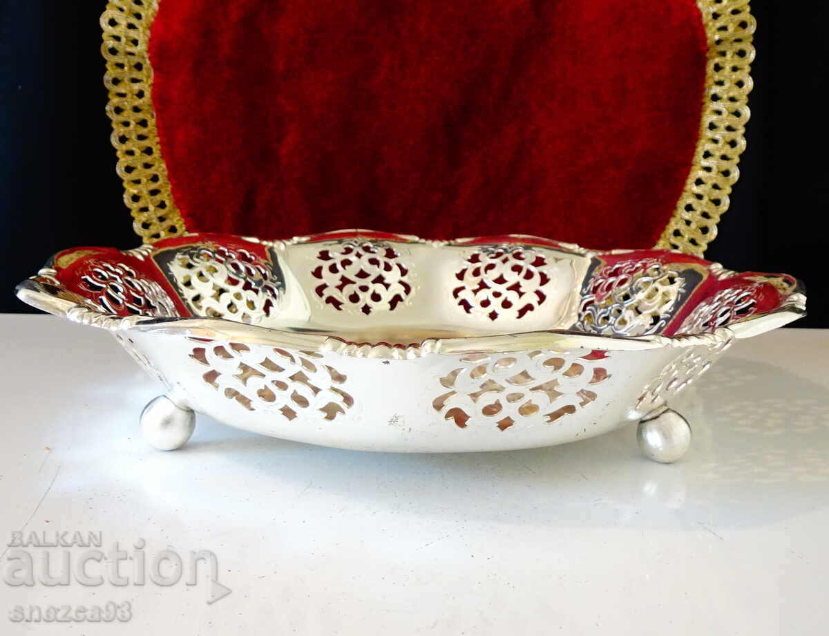 Δημοπρασία Ασημένια φρουτιέρα, σκεύος σερβιρίσματος, αζούρ