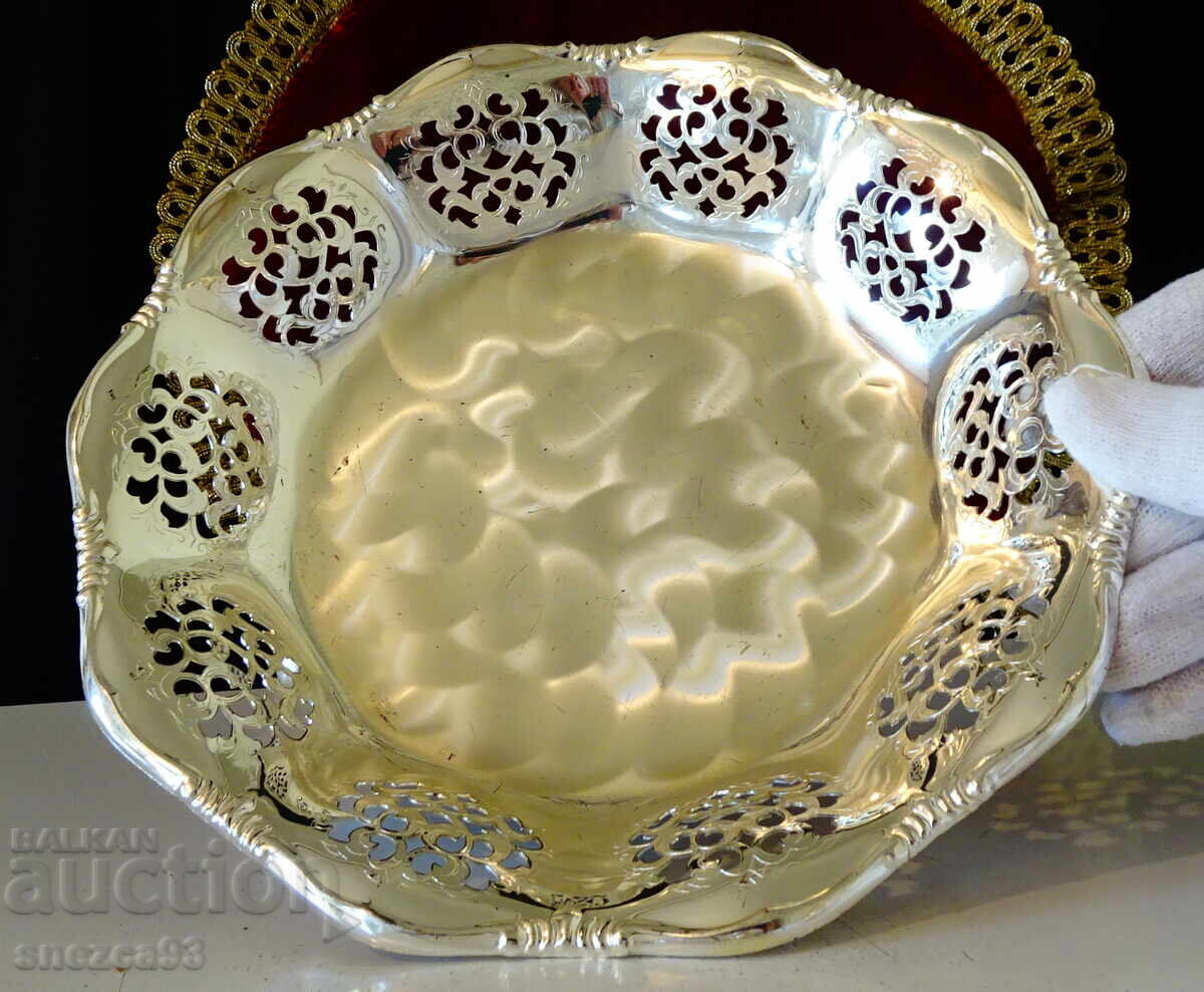 Παράδοση Ασημένια φρουτιέρα, σκεύος σερβιρίσματος, αζούρ