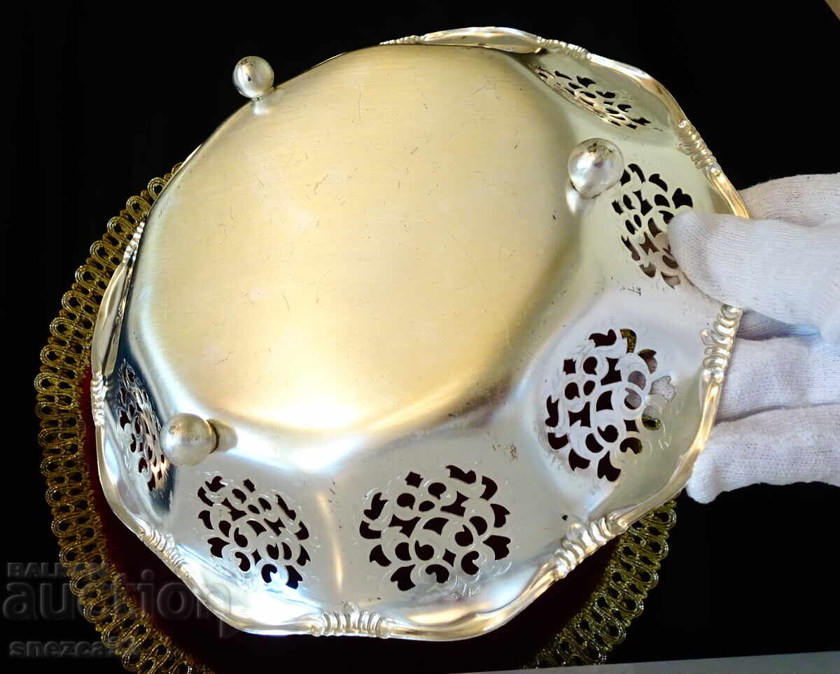 Ασημένια φρουτιέρα, σκεύος σερβιρίσματος, αζούρ - 5