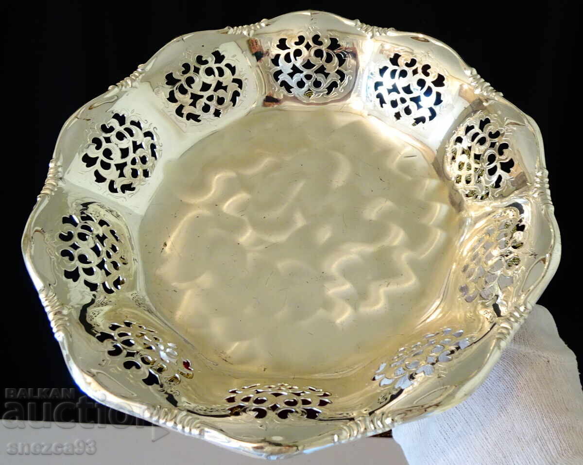 Ασημένια φρουτιέρα, σκεύος σερβιρίσματος, αζούρ