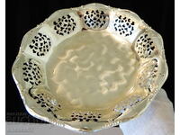 Fructieră argintată, vas de servire, ajurat