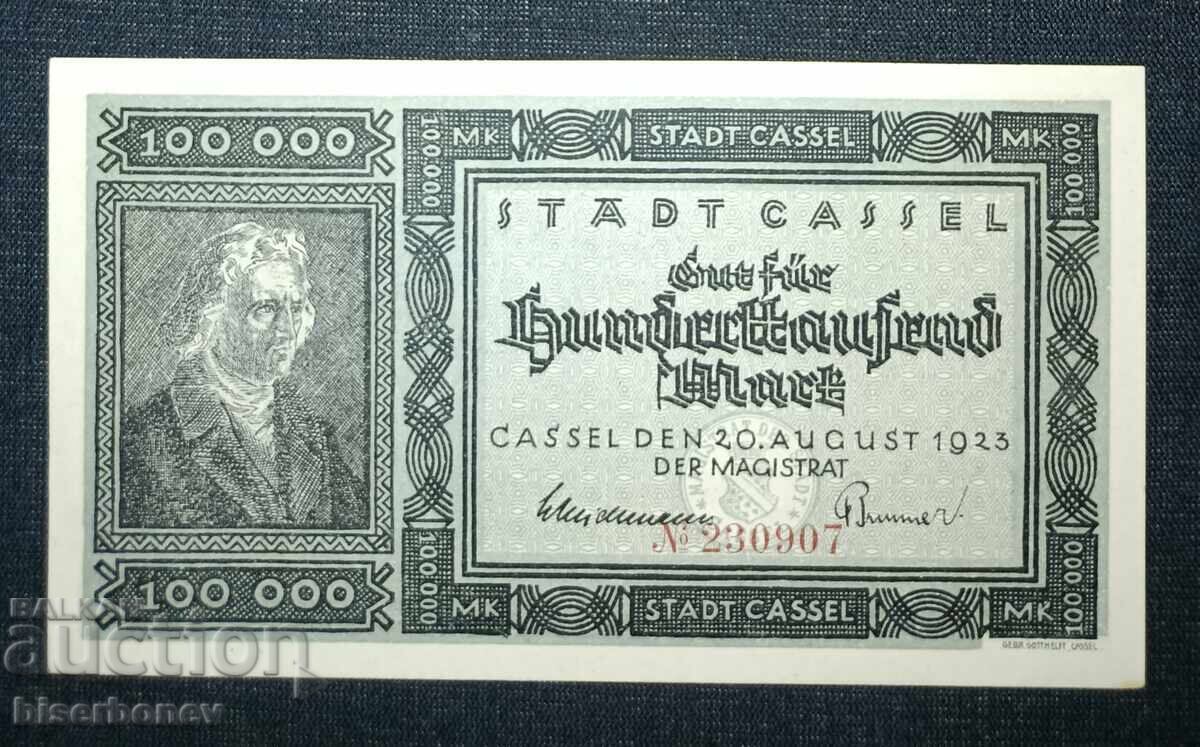 Germania, Germania, 100 000 mărci Kassel, 1923, UNC Germania, Germania, 100 000 mărci Kassel, 1923, UNC