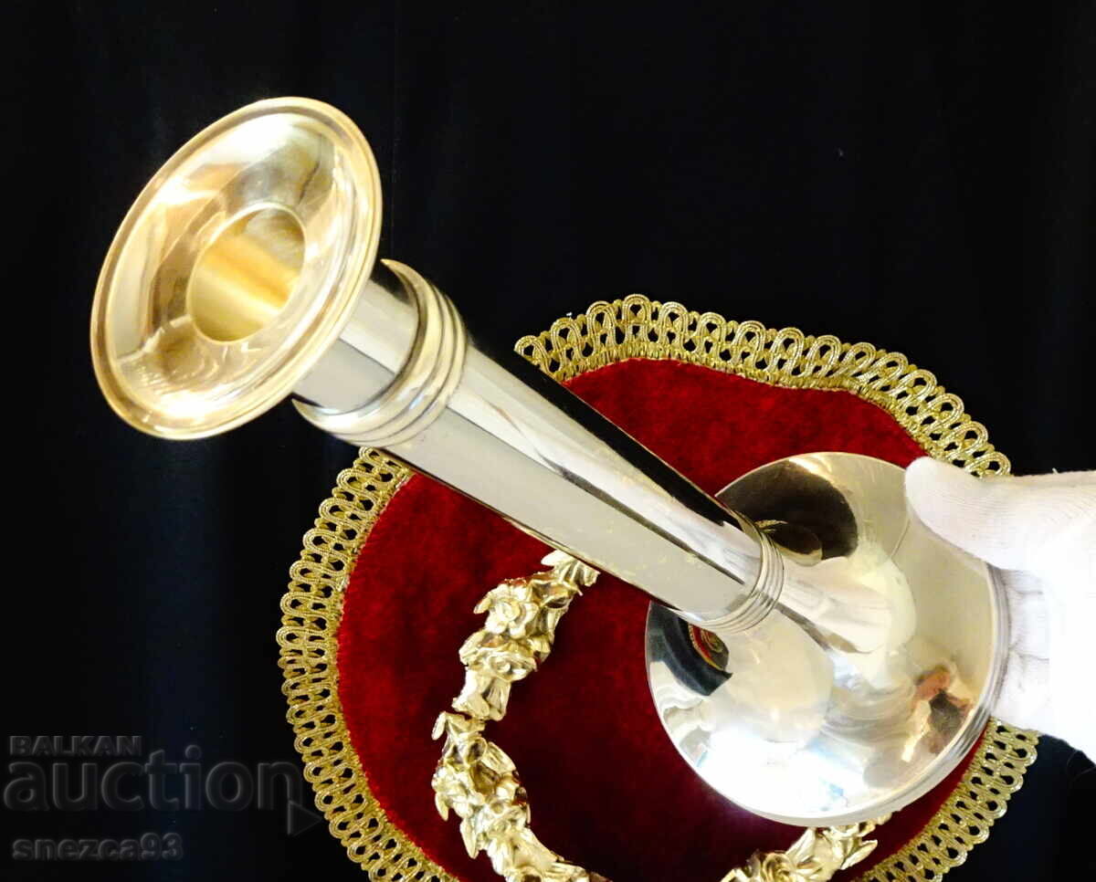 Licitație Sfeșnic argintat din bronz 28 cm, 580 gr