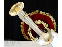 Sfeșnic argintat din bronz 28 cm, 580 gr