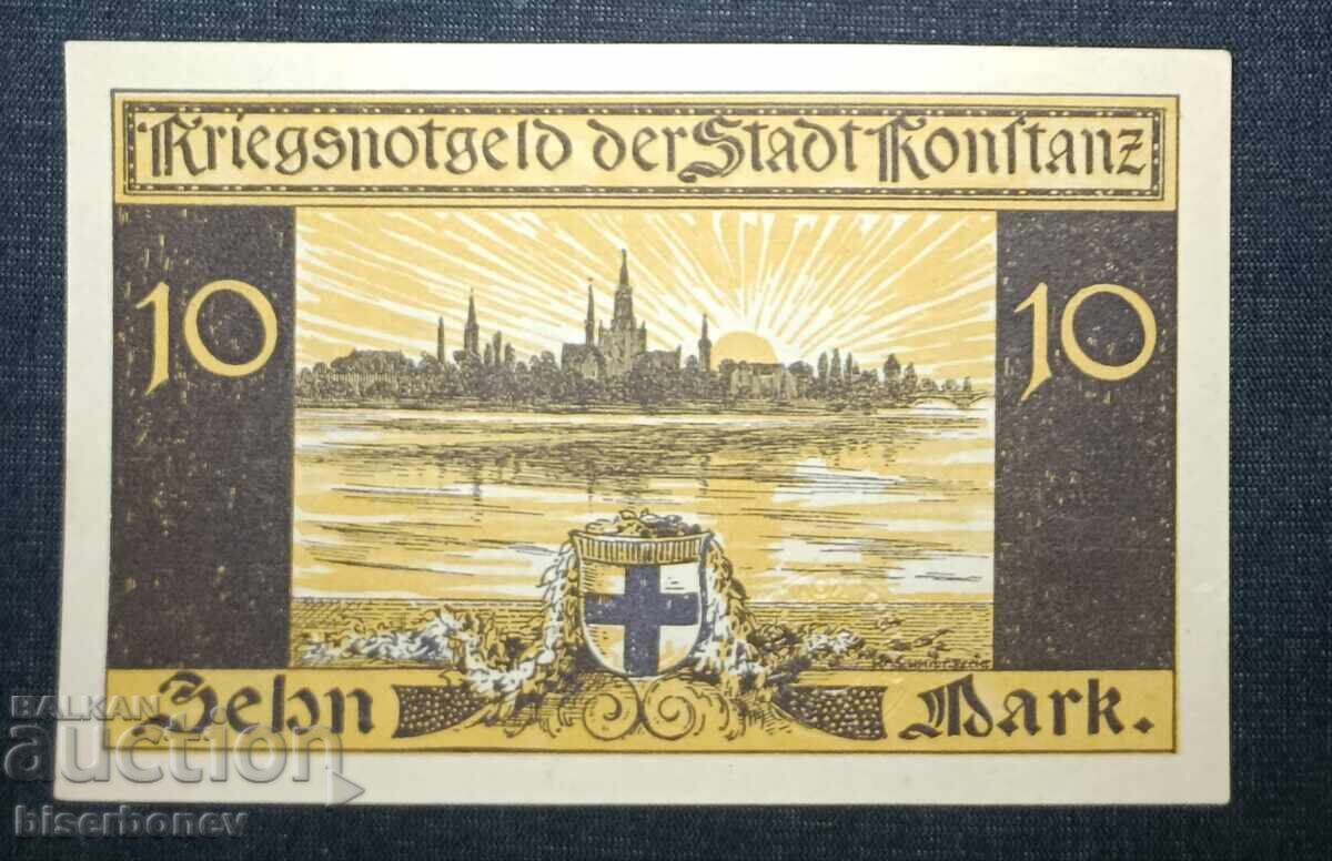 Germany, Germany, 10 Mark Konstanz, 1918, UNC with price € 7.16 | 14.00 BGN