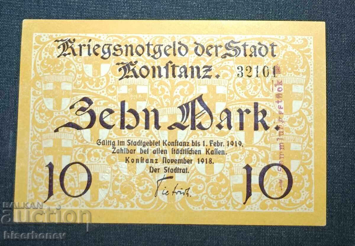 Germany, Germany, 10 Mark Konstanz, 1918, UNC