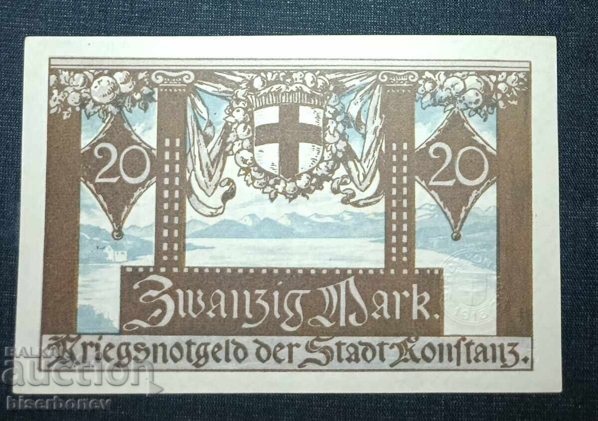 Germany, Germany, 20 Mark Konstanz, 1918, UNC with price 14.00 BGN | € 7.16