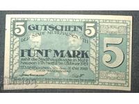 Γερμανία, Γερμανία, 5 μάρκα Μυλούζ, 1918, XF+