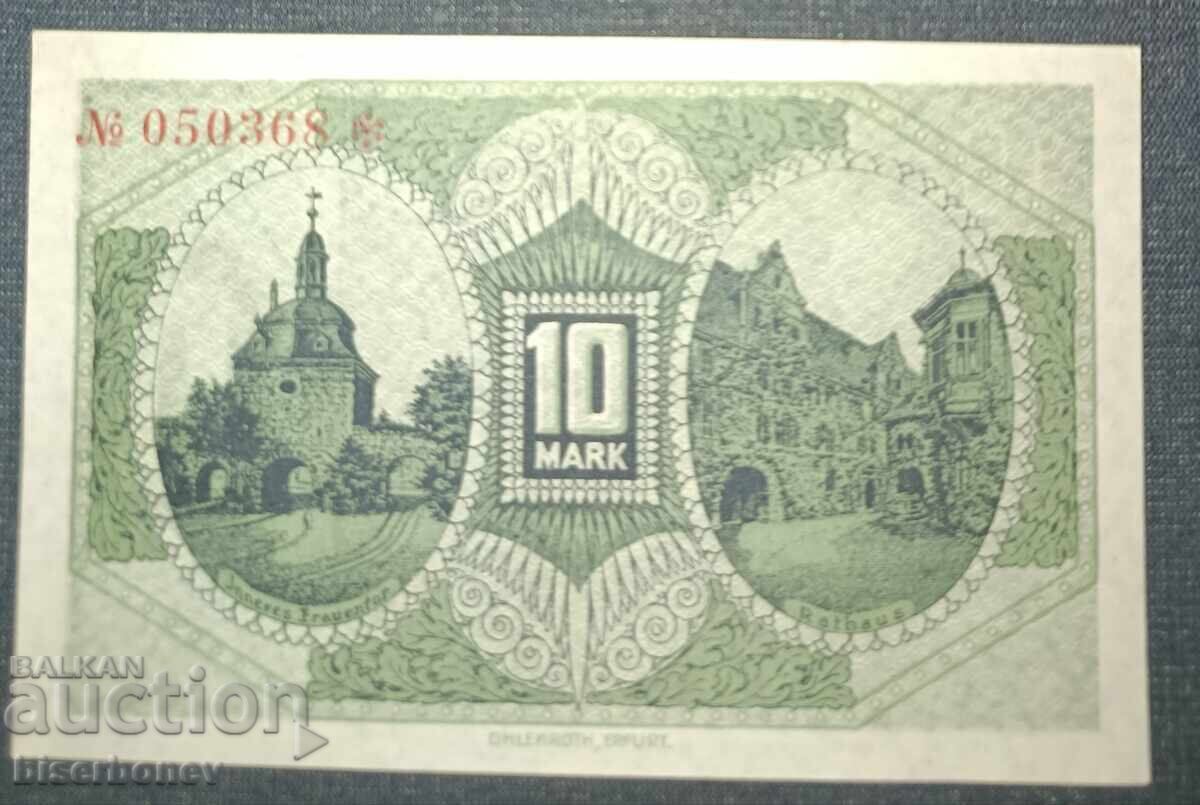 Germany, Germany, 10 Mark Mühlhausen, 1918, UNC with price 15.00 BGN | € 7.67