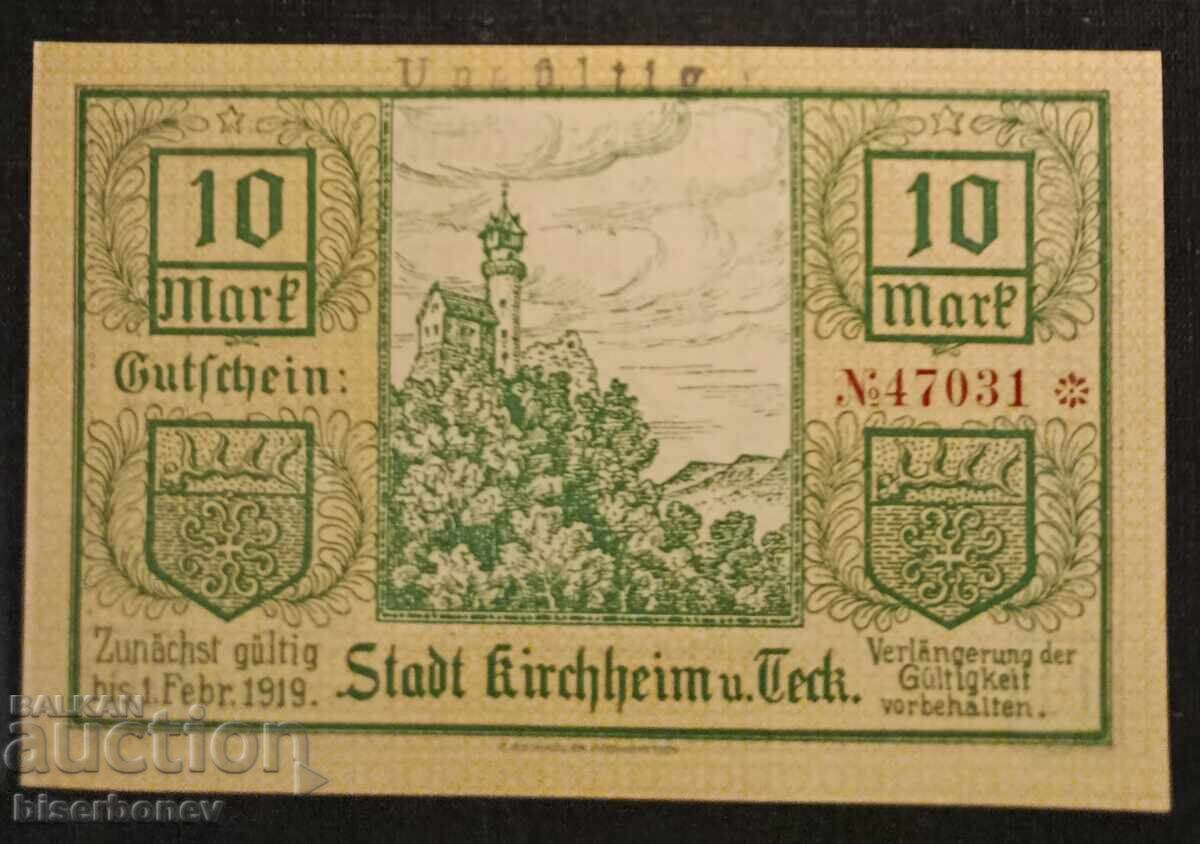 Germany, Germany, 10 Mark Kirchheim, 1918, UNC with price 13.00 BGN | € 6.65 Germany, Germany, 10 Mark Kirchheim, 1918, UNC with price 13.00 BGN | € 6.65