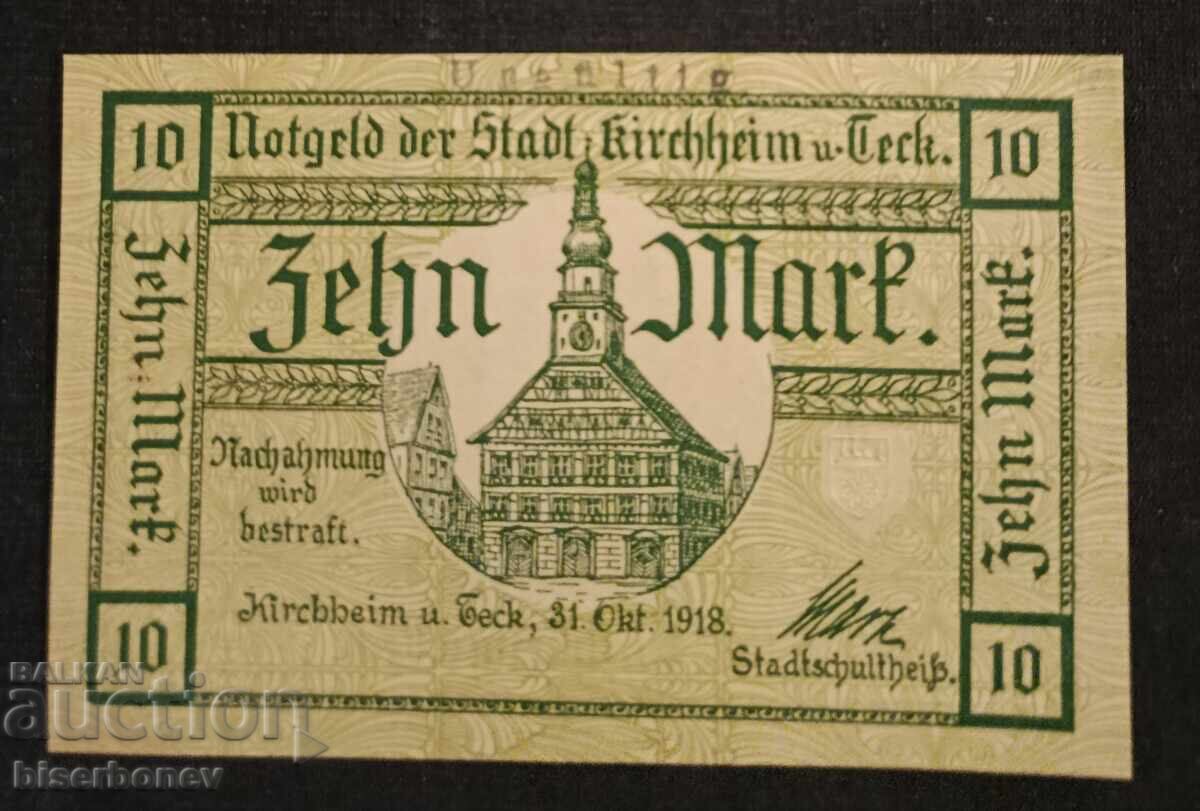 Germany, Germany, 10 Mark Kirchheim, 1918, UNC Germany, Germany, 10 Mark Kirchheim, 1918, UNC