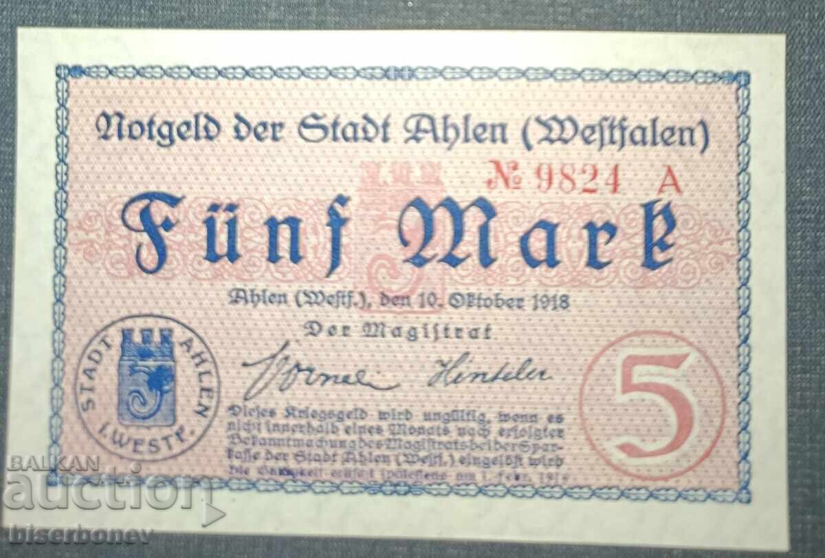 Germany, Germany, 5 Marks Aalen, 1918, UNC Germany, Germany, 5 Marks Aalen, 1918, UNC