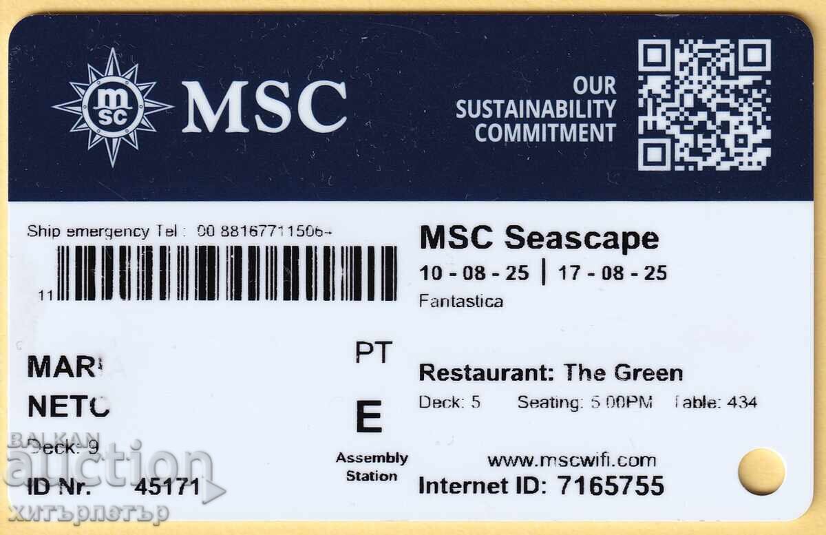 Card MSC nominală Card MSC nominală