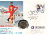 1994. Γερμανία. Χειμερινοί Ολυμπιακοί Αγώνες 1964/94. Φάκελος με νόμισμα