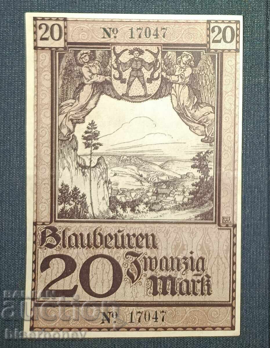 Γερμανία, Γερμανία, 20 μάρκα Blauboyren, 1918, XF+