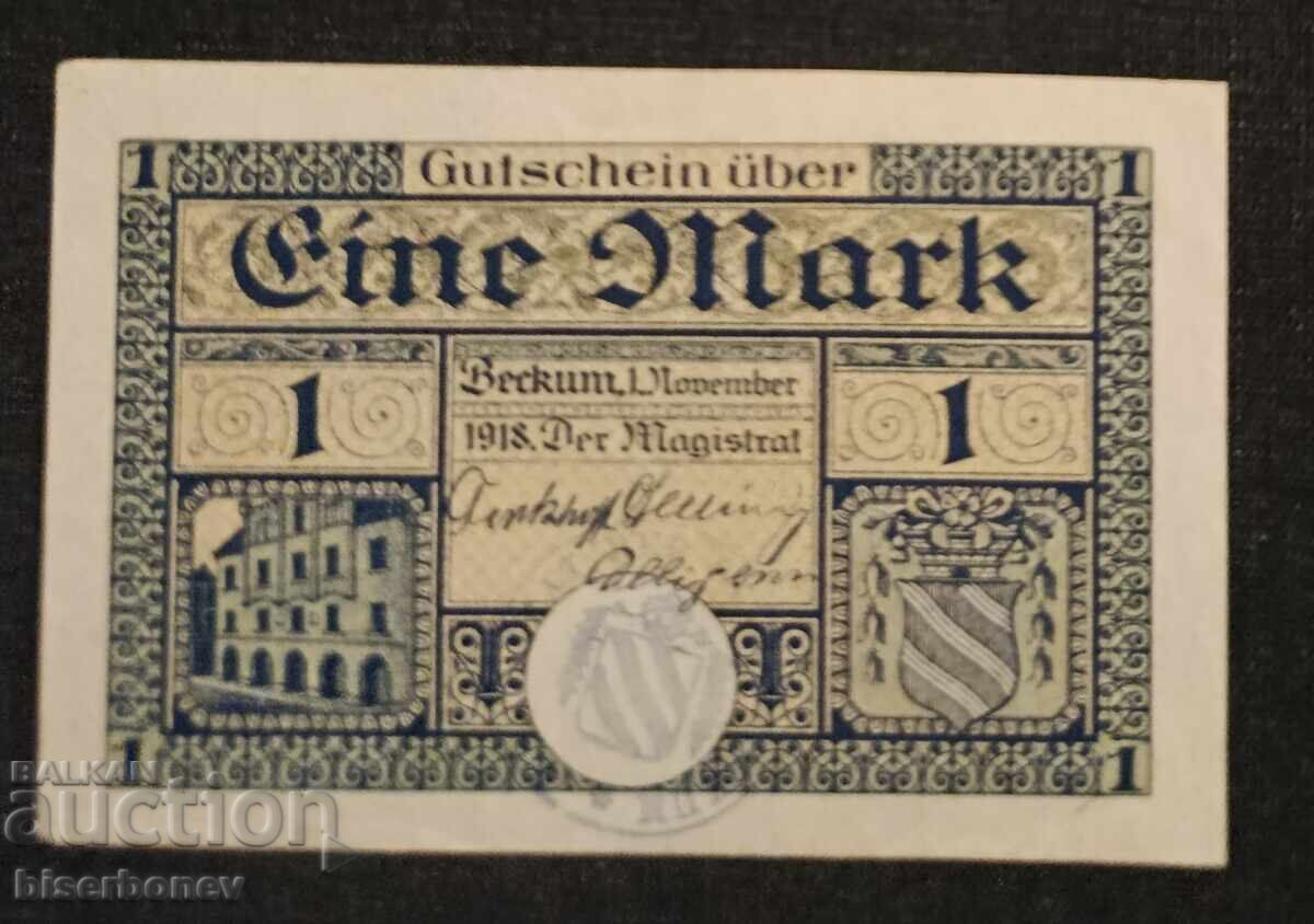 Germany, Germany, 1 Mark Beckum, wet stamp, 1918, UNC