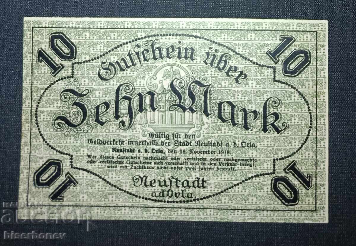 Germania, Germania, 10 mărci Neustadt an der Orla, 1918, UNC cu preț 13.00 BGN | € 6.65