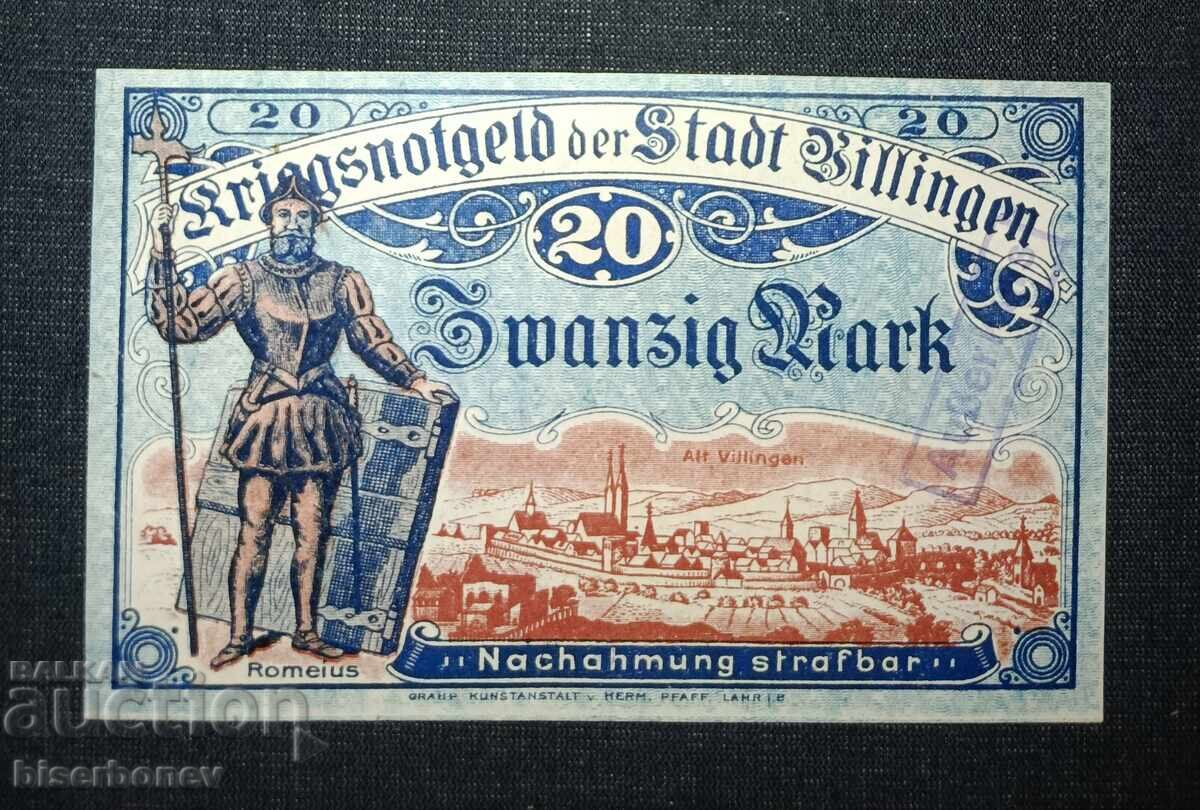 Germany, Germany, 20 Mark Villingen, 1918, UNC