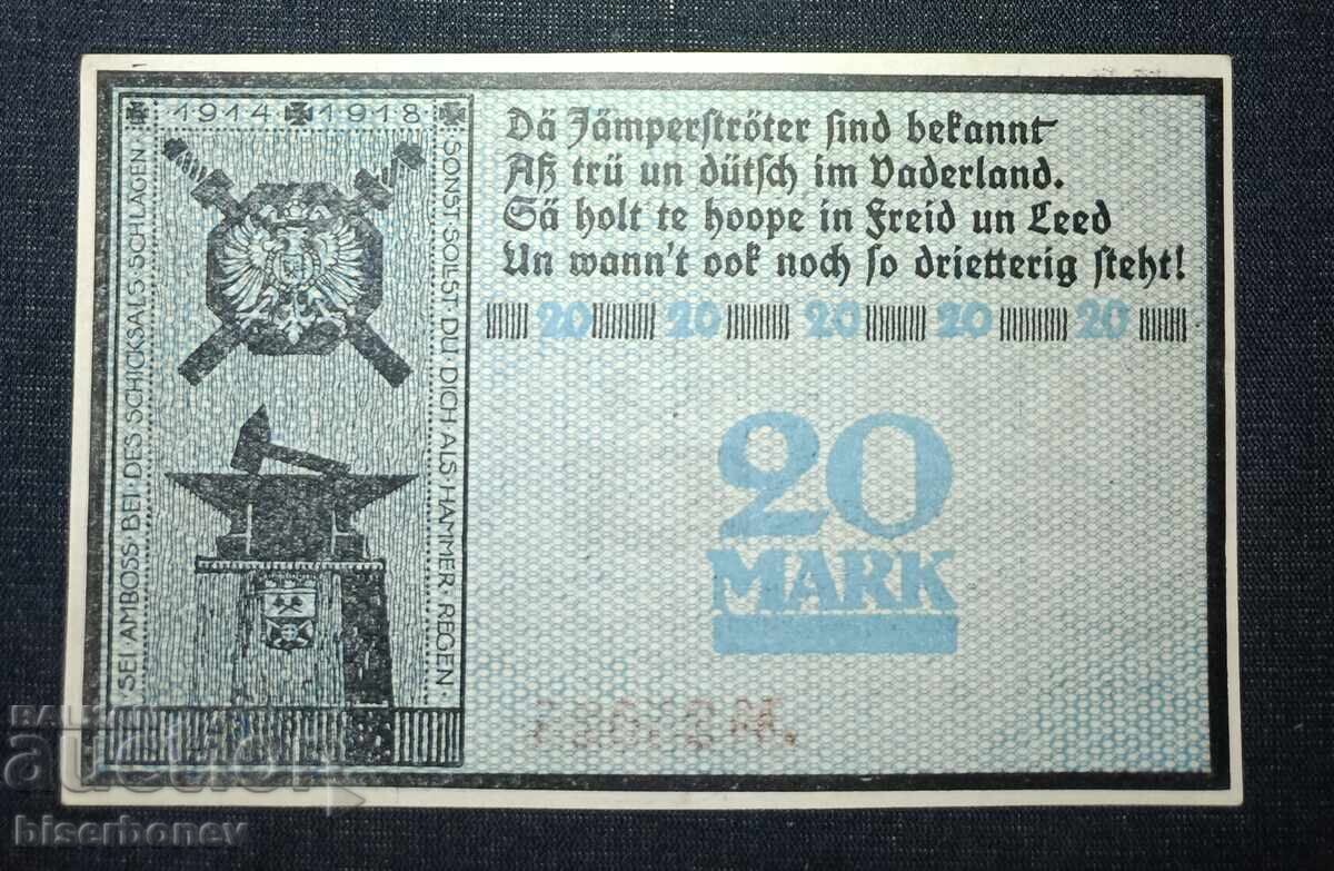 Germany 20 Mark Haspe 1918, UNC-1 with price 13.00 BGN | € 6.65
