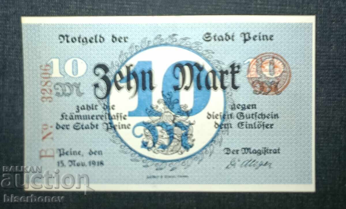 Γερμανία, Γερμανία, 10 μάρκα Παϊνε, 1918, UNC