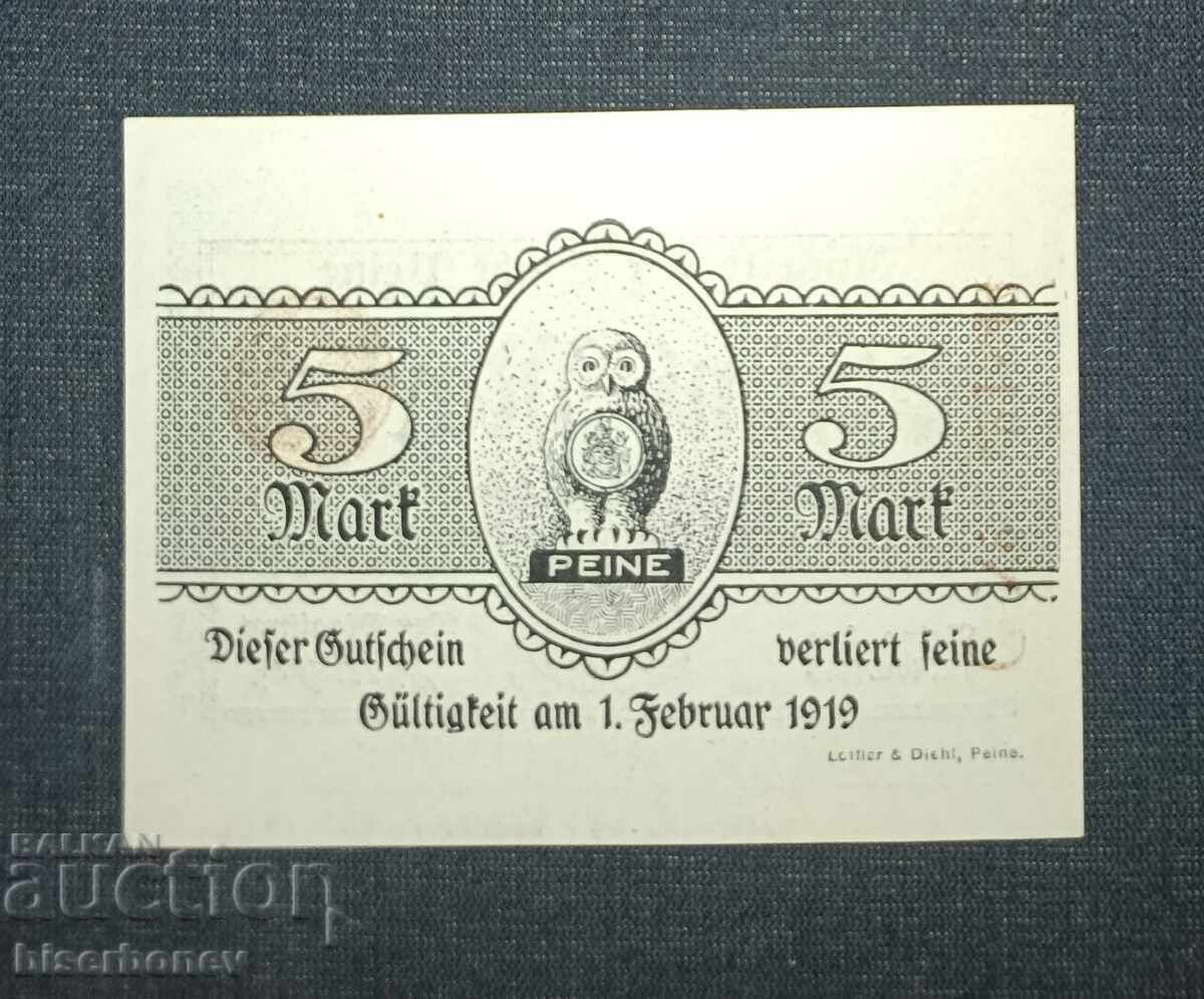 Germany, Германия, 5 марки Пайне ,1918 г, UNC с цена 13.00 лв. | € 6.65