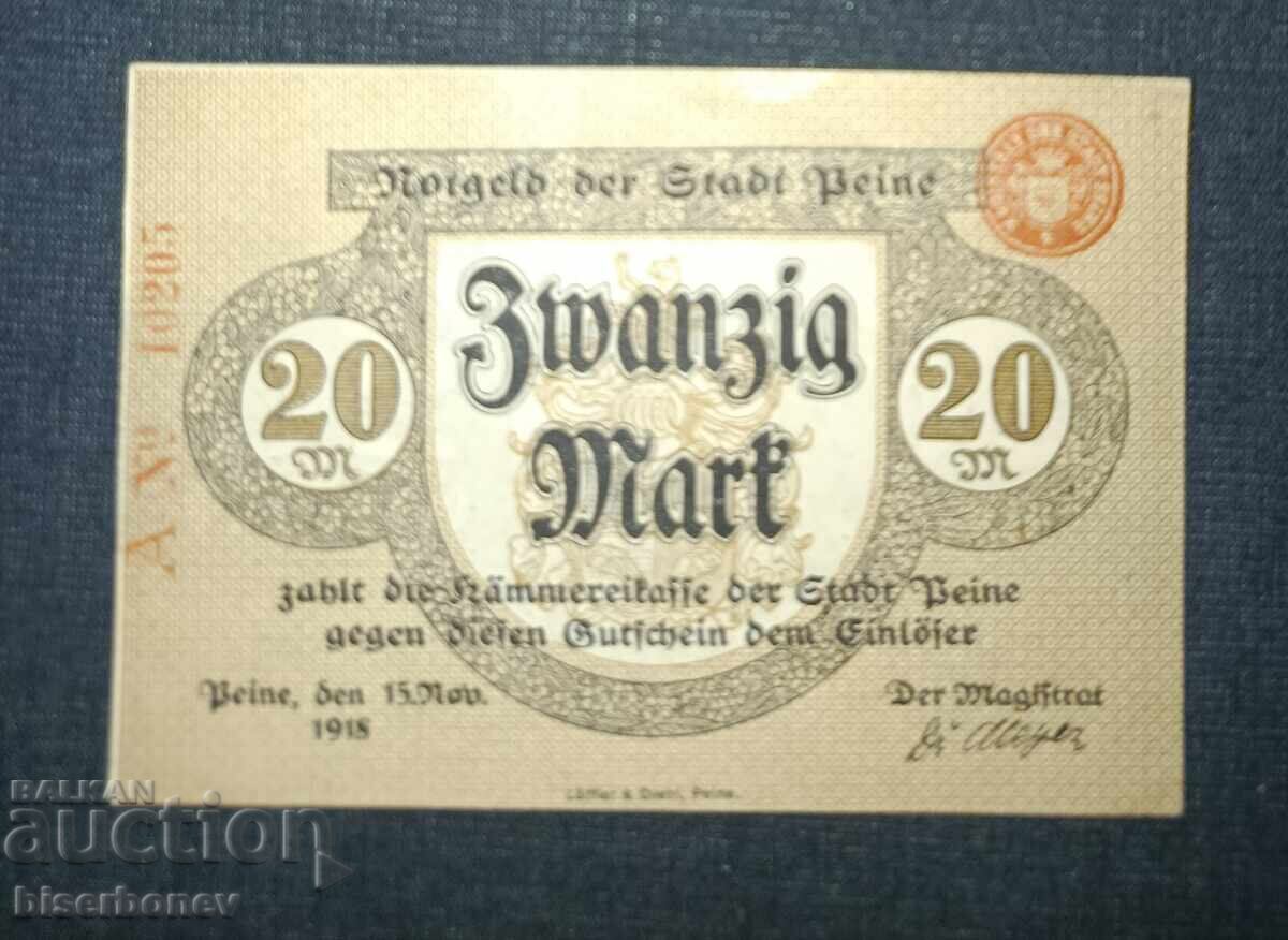 Germany, Germany, 20 Mark Paine, 1918, aUNC/UNC-1 Germany, Germany, 20 Mark Paine, 1918, aUNC/UNC-1