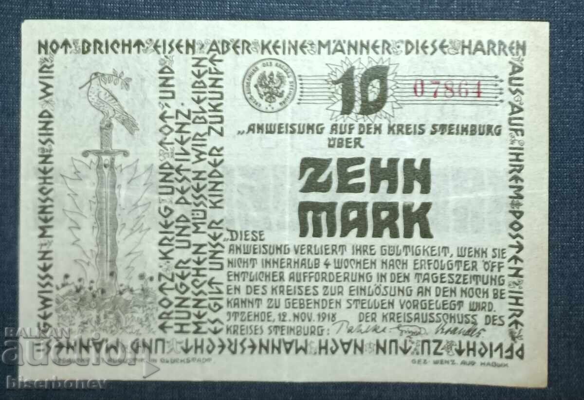 Germany, Germany, 10 Mark Steinberg, 1918, XF+