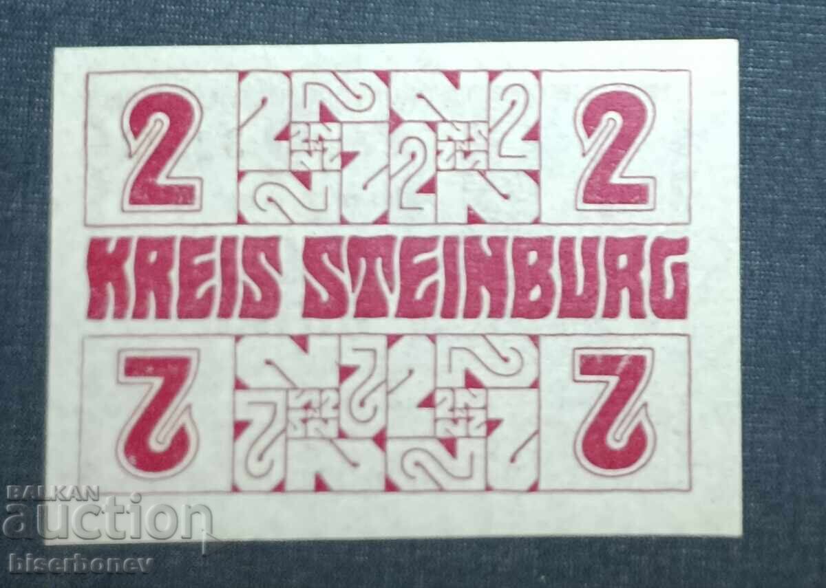 Γερμανία, Γερμανία, 2 μάρκα Στάινμπουργκ, 1918, UNC με τιμή 11.00 BGN | € 5.62 Γερμανία, Γερμανία, 2 μάρκα Στάινμπουργκ, 1918, UNC με τιμή 11.00 BGN | € 5.62