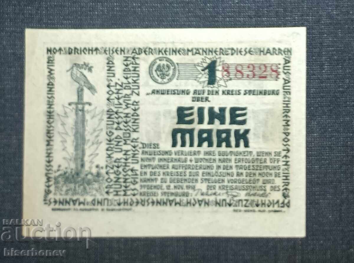 Γερμανία, Γερμανία, 1 μάρκο Σταϊνμπουργκ, 1918, UNC Γερμανία, Γερμανία, 1 μάρκο Σταϊνμπουργκ, 1918, UNC