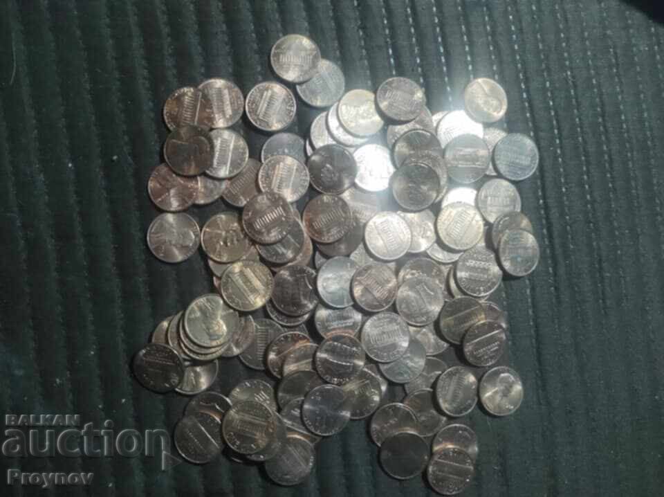 100 buc. Monede americane de 1 cent 50% reducere