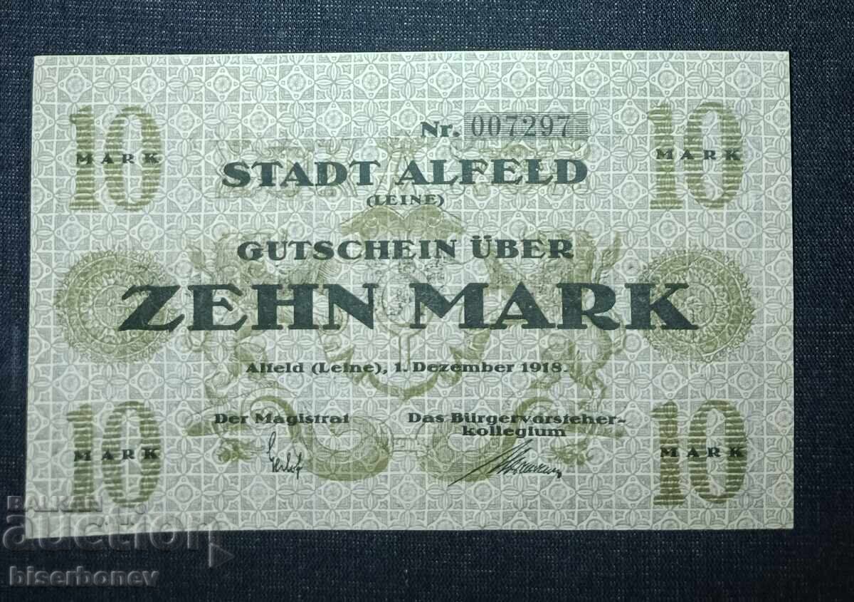Germany, Germany, 10 Mark Alfeld, 1918, aUNC/UNC-1 Germany, Germany, 10 Mark Alfeld, 1918, aUNC/UNC-1