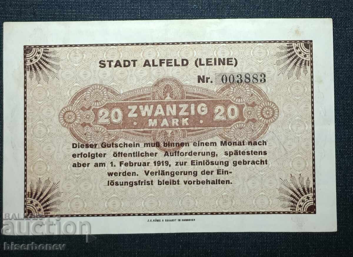 Germany, Germany, 20 Mark Alfeld, 1918, XF with price 8.00 BGN | € 4.09 Germany, Germany, 20 Mark Alfeld, 1918, XF with price 8.00 BGN | € 4.09