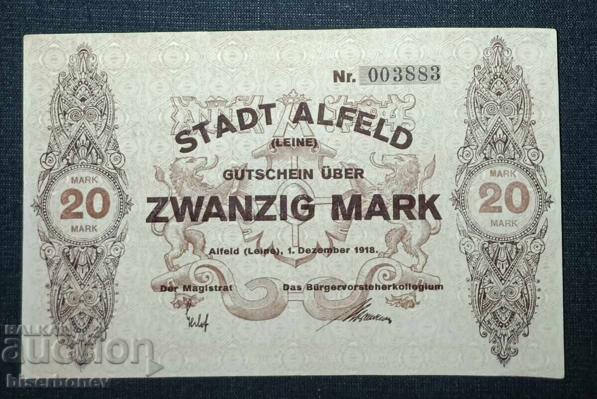 Germany, Germany, 20 Mark Alfeld, 1918, XF Germany, Germany, 20 Mark Alfeld, 1918, XF