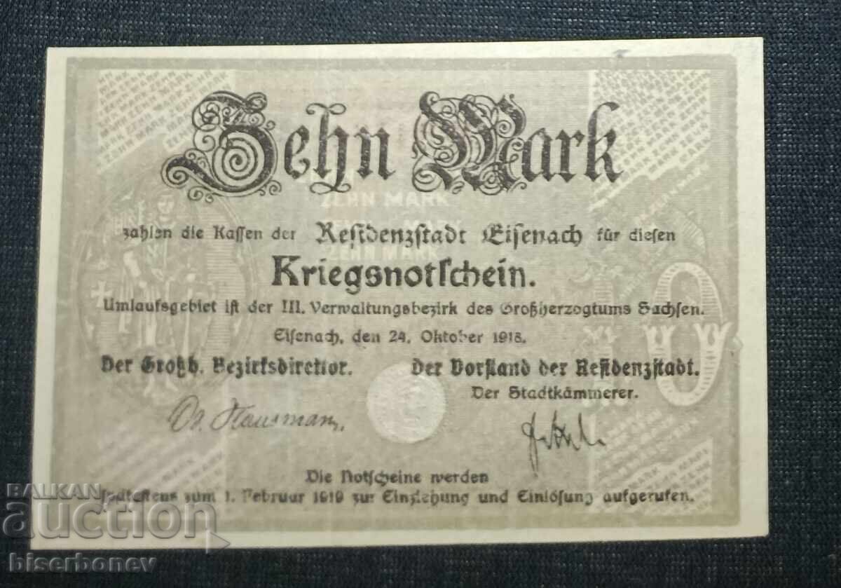 Germany, Germany, 10 Mark Eisenach, 1918, UNC Germany, Germany, 10 Mark Eisenach, 1918, UNC