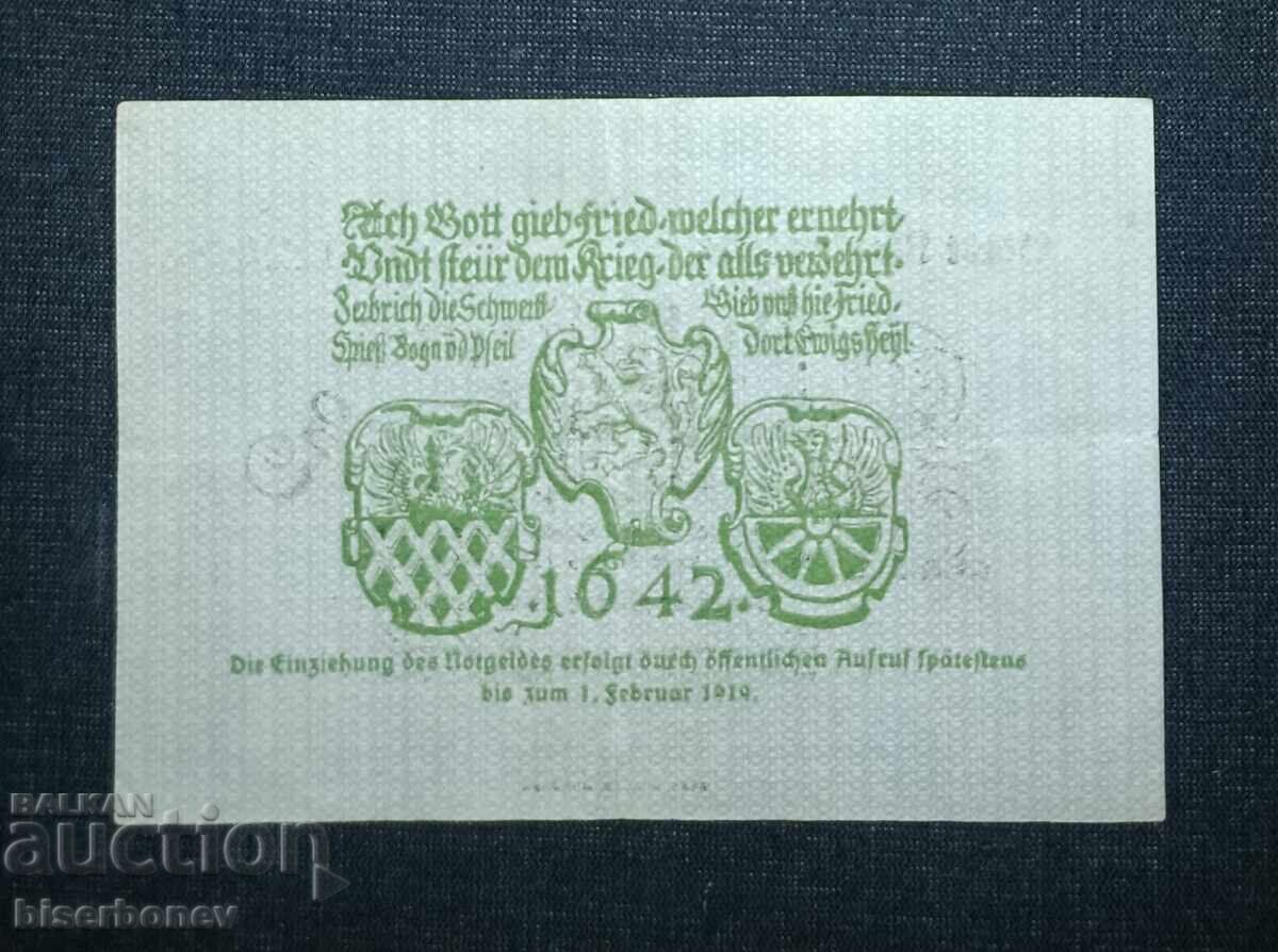 Γερμανία, Γερμανία, 5 μάρκα Marktredwitz, 1918, VF/XF με τιμή 15.00 BGN | € 7.67