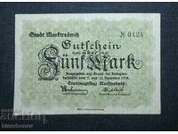 Γερμανία, Γερμανία, 5 μάρκα Marktredwitz, 1918, VF/XF