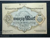 Germany, Donaueschingen 20 Mark 1918, aUNC/UNC-1