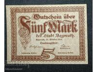 Germany, Germany, 5 Mark Bayreuth, 1918, UNC
