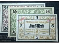 Germania, Germania, 5, 10 și 20 mărci Freiburg, 1918, UNC