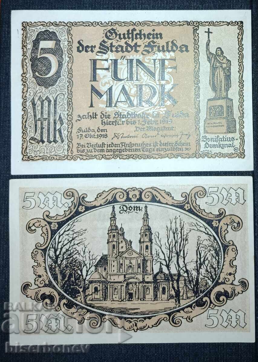 Γερμανία, Γερμανία, 5 μάρκα Φούλντα, 1918, UNC