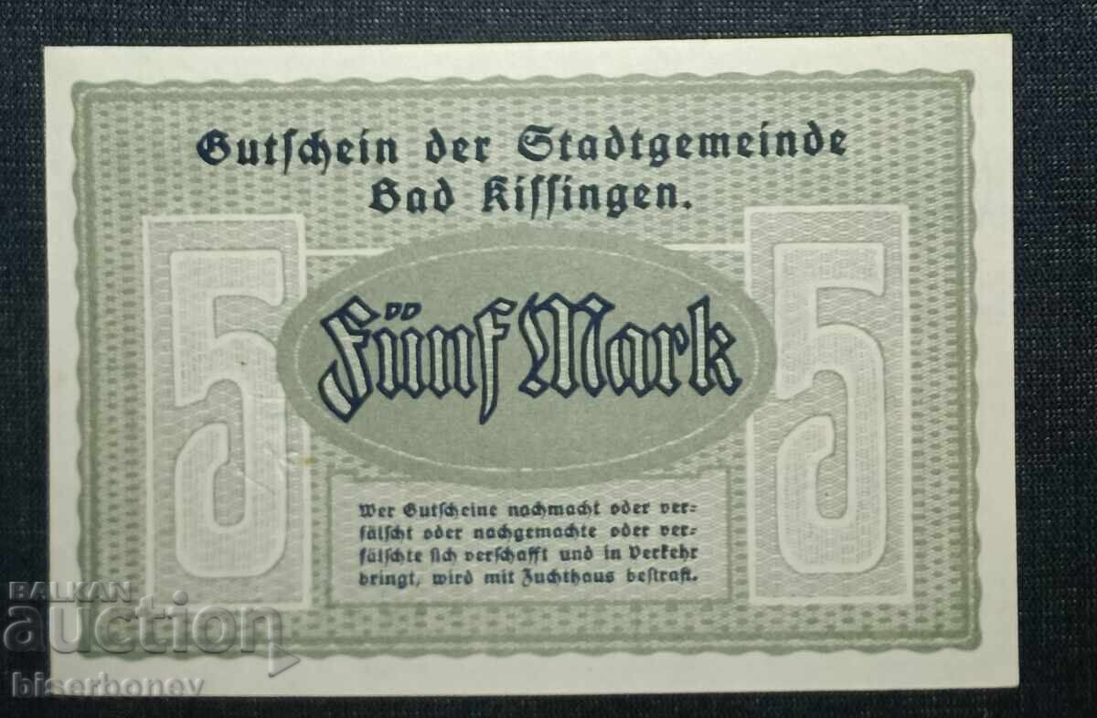 Germany, Germany, 5 Mark Bad Kissingen, 1918, UNC