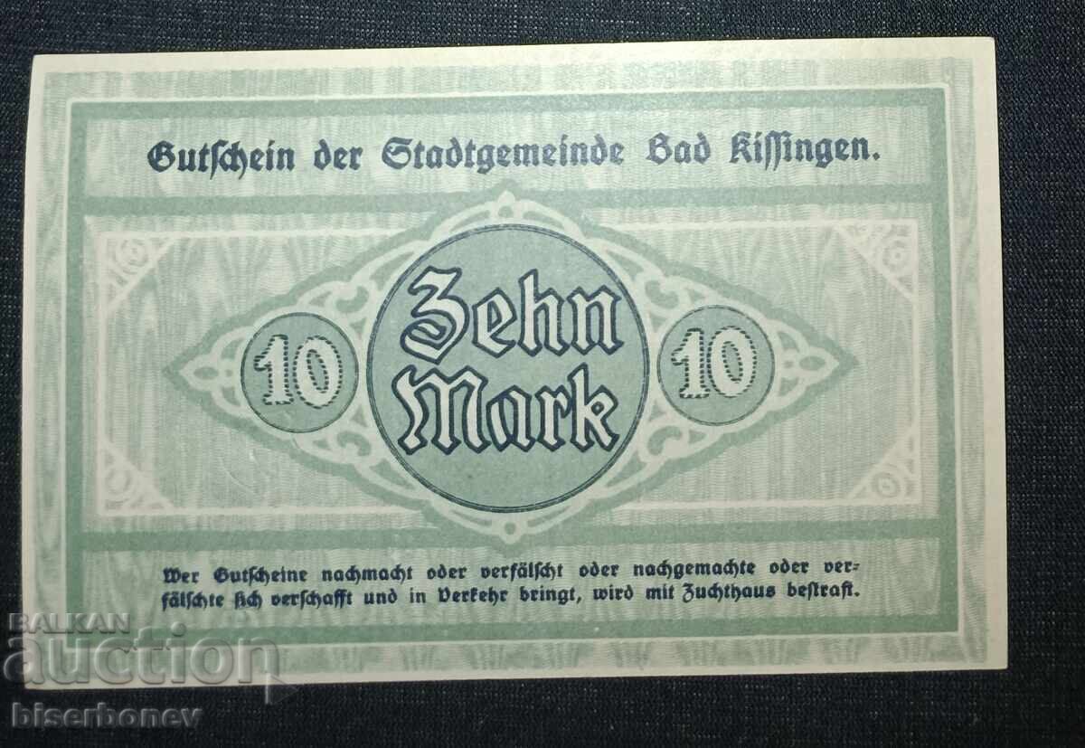 Germania, Germania, 10 mărci Bad Kissingen, 1918, UNC cu preț 12.00 BGN | € 6.14 Germania, Germania, 10 mărci Bad Kissingen, 1918, UNC cu preț 12.00 BGN | € 6.14