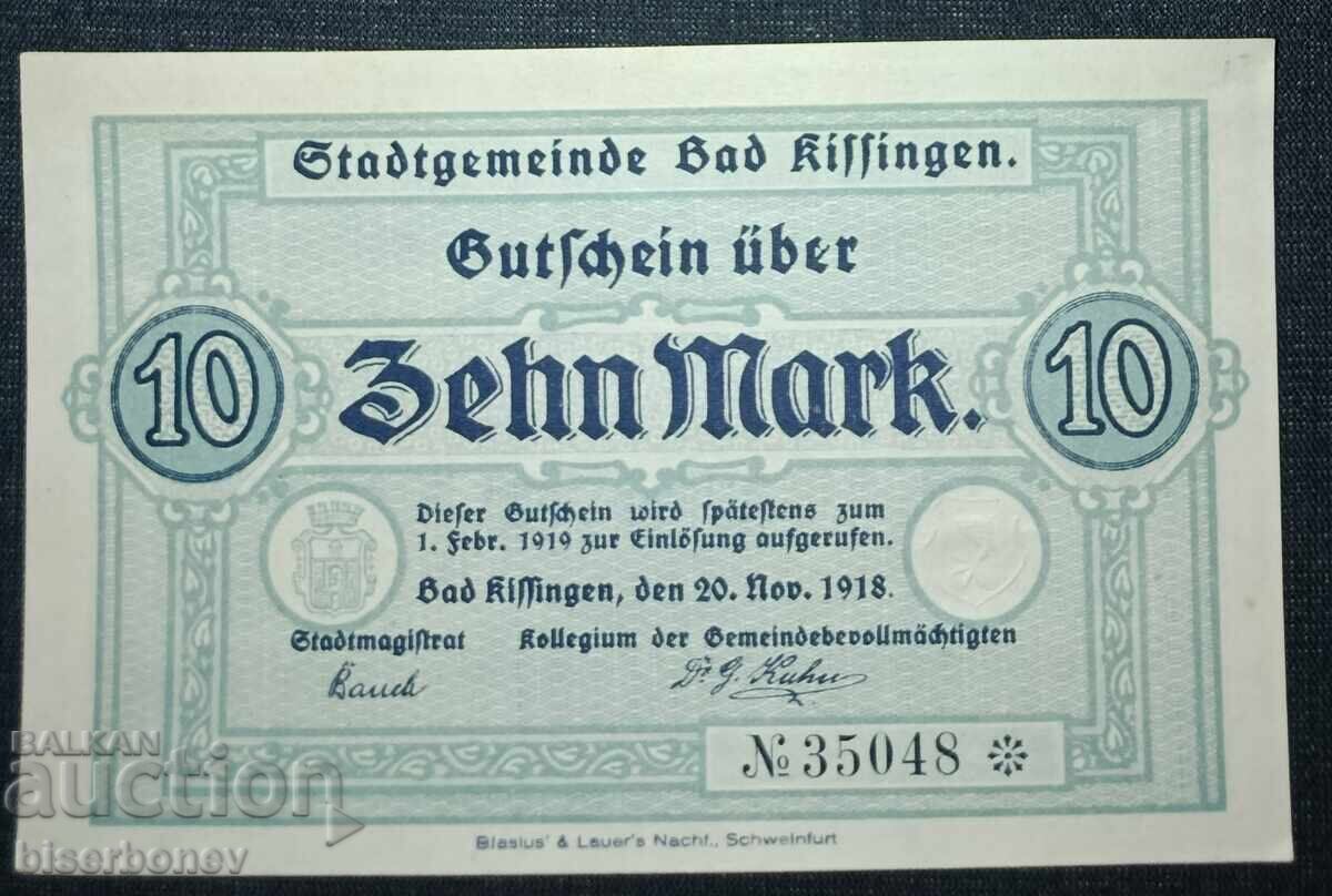 Germania, Germania, 10 mărci Bad Kissingen, 1918, UNC Germania, Germania, 10 mărci Bad Kissingen, 1918, UNC