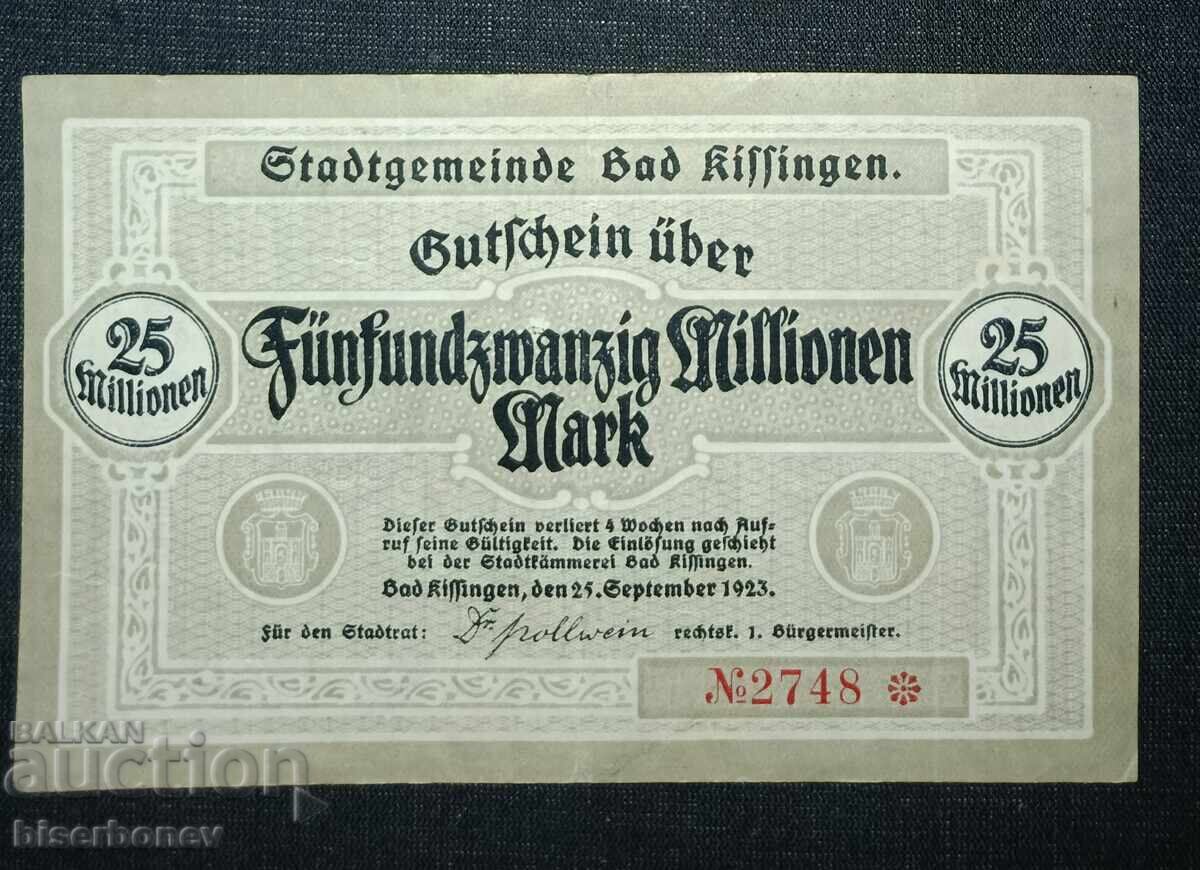 Germania, Germania, 25 milioane mărci Bad Kissingen, 1923, XF
